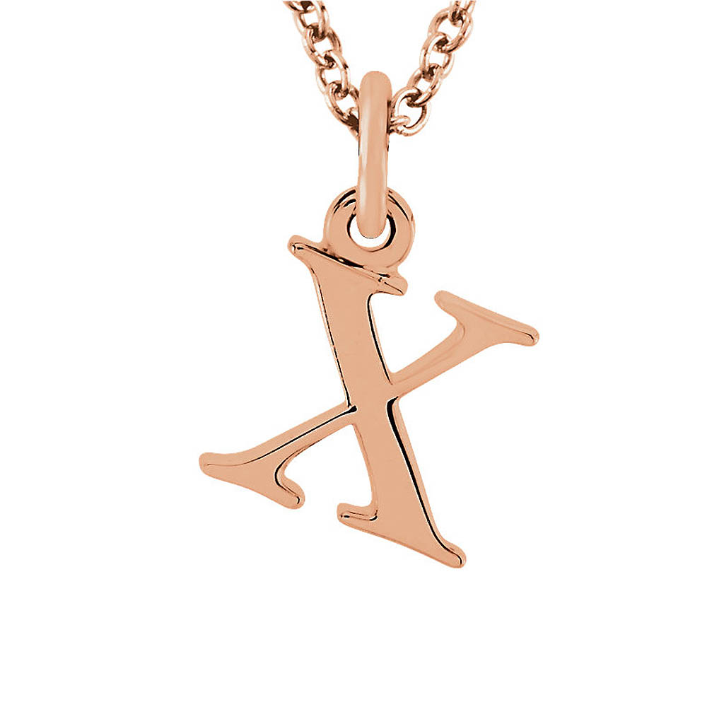 The Abbey Lower Case Initial 'x' Necklace in 14k Rose Gold