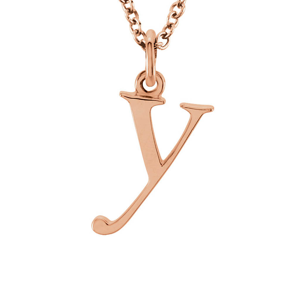 The Abbey Lower Case Initial 'y' Necklace in 14k Rose Gold