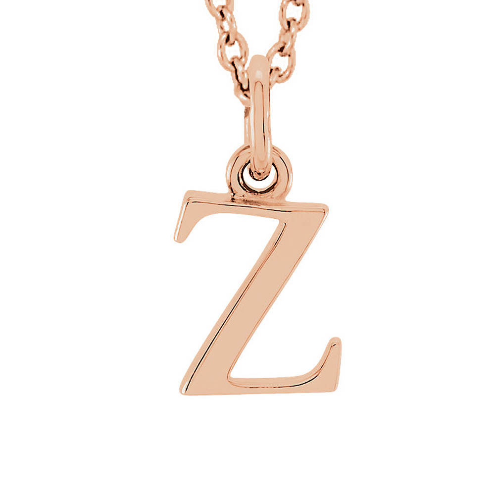 The Abbey Lower Case Initial 'z' Necklace in 14k Rose Gold