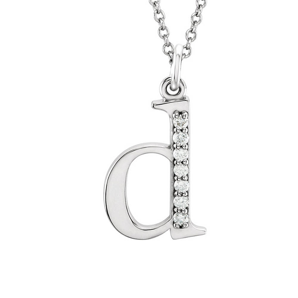 The Abbey 14k White Gold Diamond Lower Case Initial &#039;d&#039; Necklace 16 In