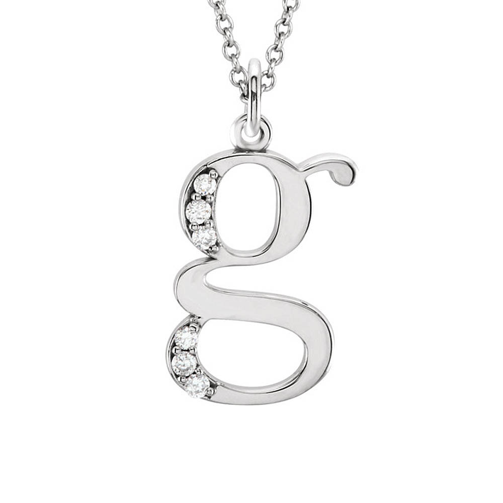 The Abbey 14k White Gold Diamond Lower Case Initial &#039;g&#039; Necklace 16 In