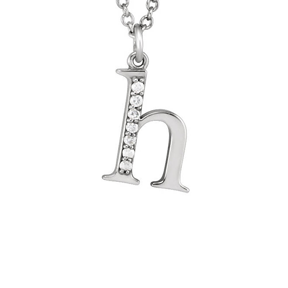 The Abbey 14k White Gold Diamond Lower Case Initial &#039;h&#039; Necklace 16 In