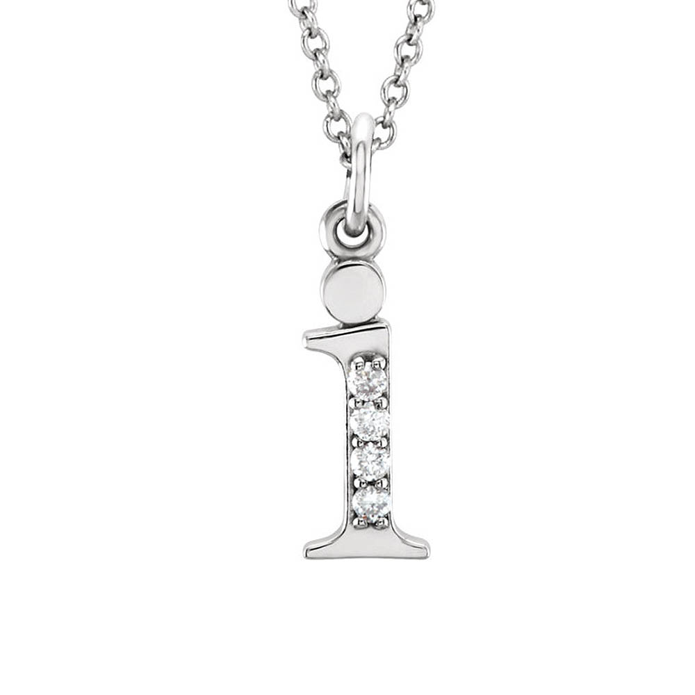 The Abbey 14k White Gold Diamond Lower Case Initial 'i' Necklace 16 In