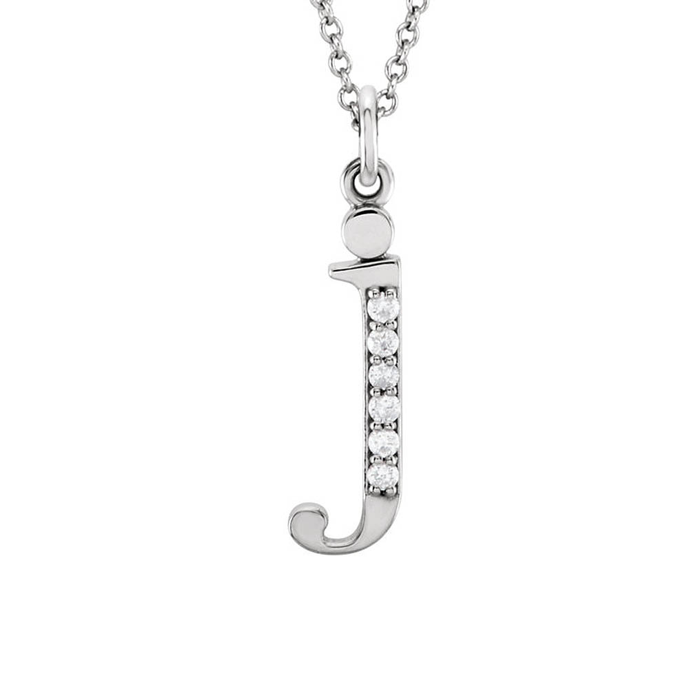 The Abbey 14k White Gold Diamond Lower Case Initial &#039;j&#039; Necklace 16 In