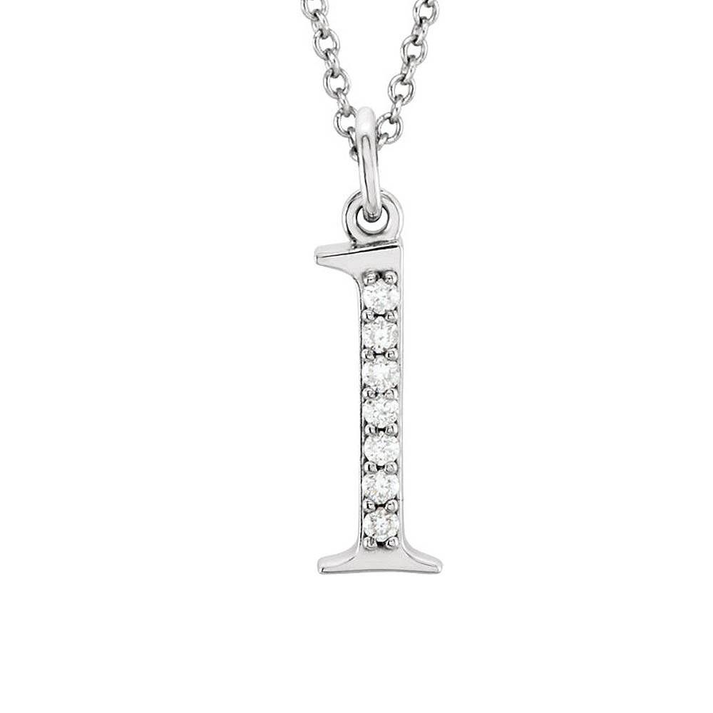 The Abbey 14k White Gold Diamond Lower Case Initial &#039;l&#039; Necklace 16 In