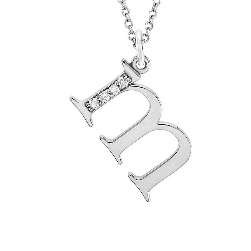 The Abbey 14k White Gold Diamond Lower Case Initial &#039;m&#039; Necklace 16 In