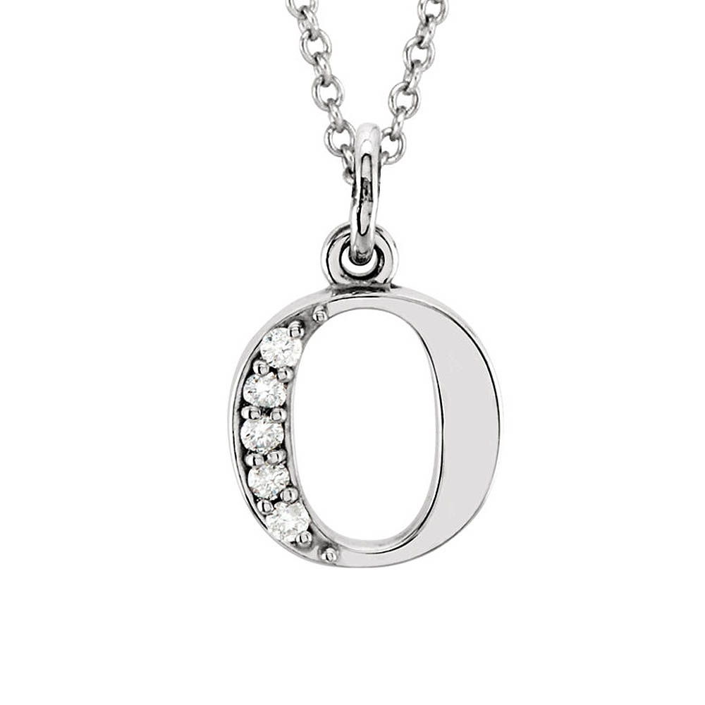 The Abbey 14k White Gold Diamond Lower Case Initial &#039;o&#039; Necklace 16 In