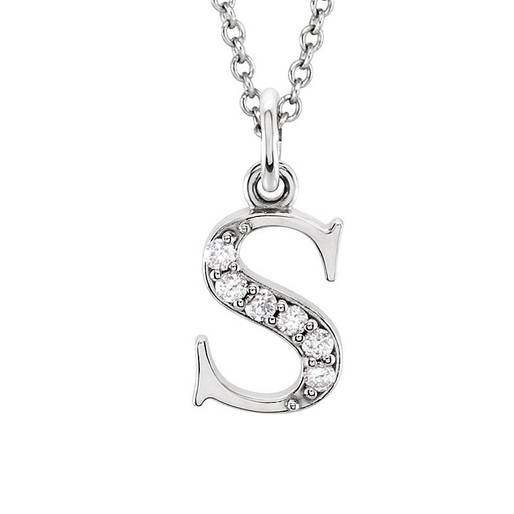 The Abbey 14k White Gold Diamond Lower Case Initial 's' Necklace 16 In