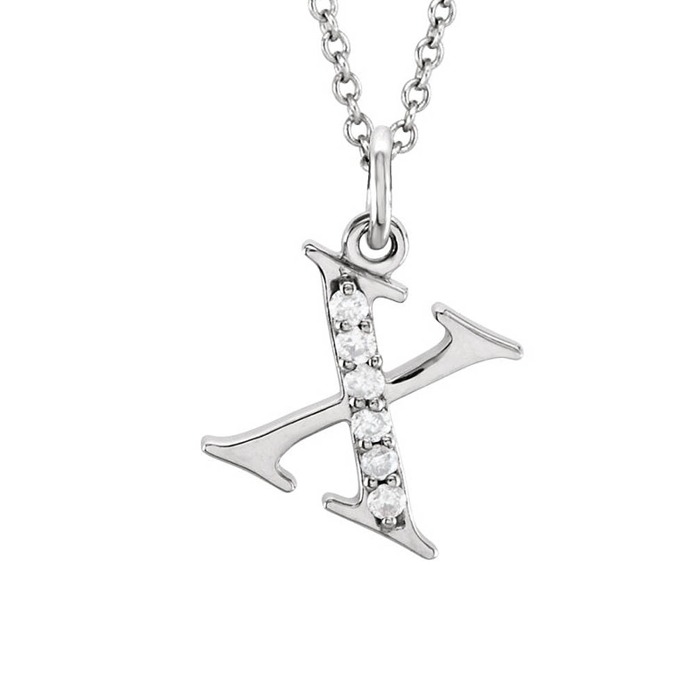 The Abbey 14k White Gold Diamond Lower Case Initial &#039;x&#039; Necklace 16 In