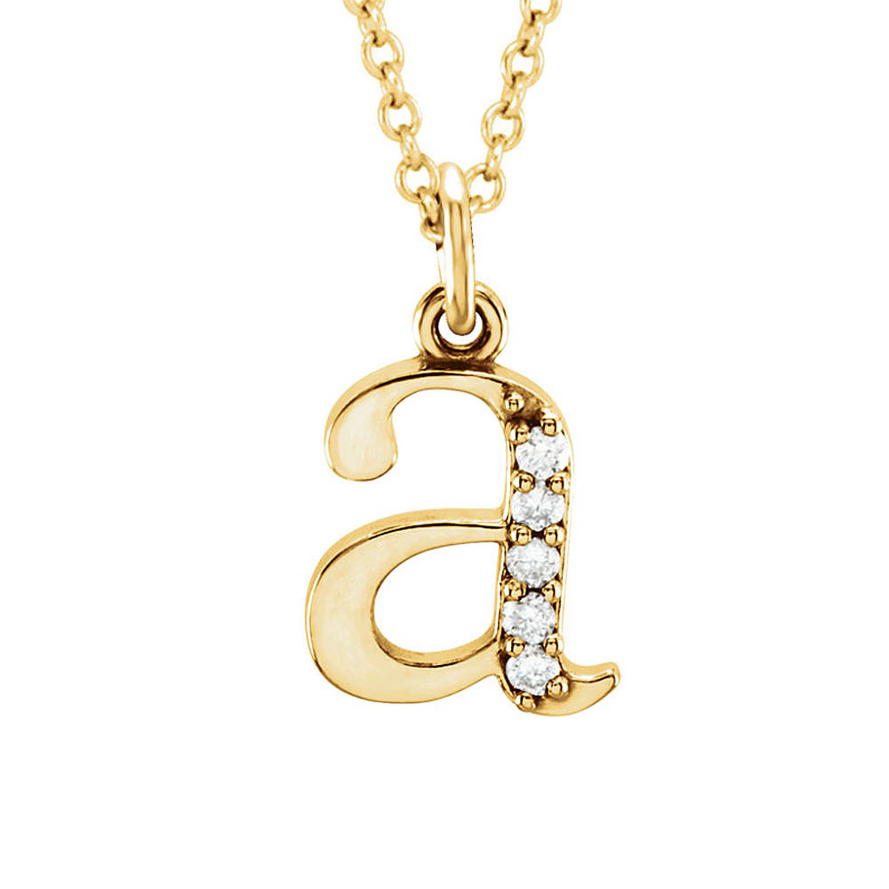 The Abbey 14k Yellow Diamond Lower Case Initial 'a' Necklace