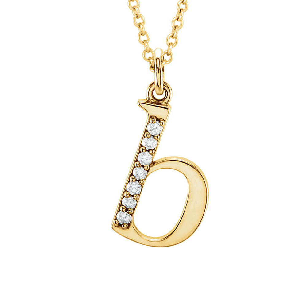 The Abbey 14k Yellow Diamond Lower Case Initial &#039;b&#039; Necklace 16 Inch