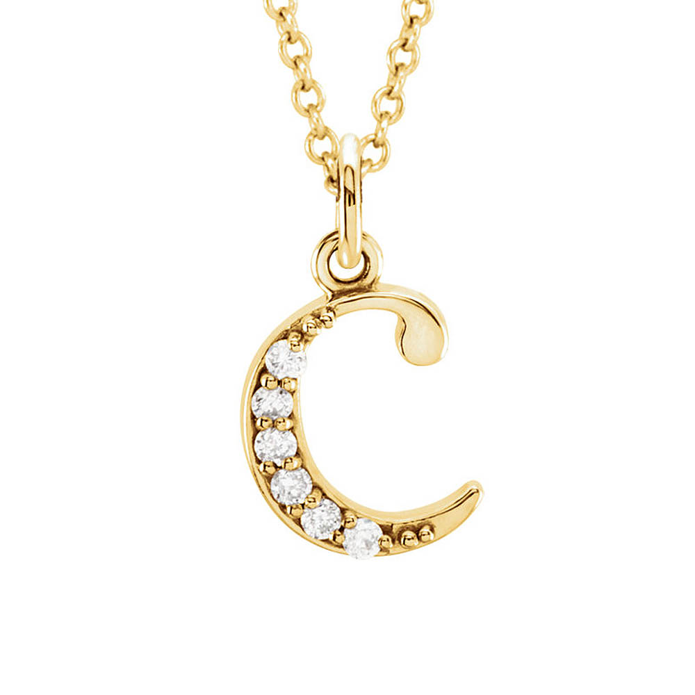 The Abbey 14k Yellow Diamond Lower Case Initial &#039;c&#039; Necklace 16 Inch