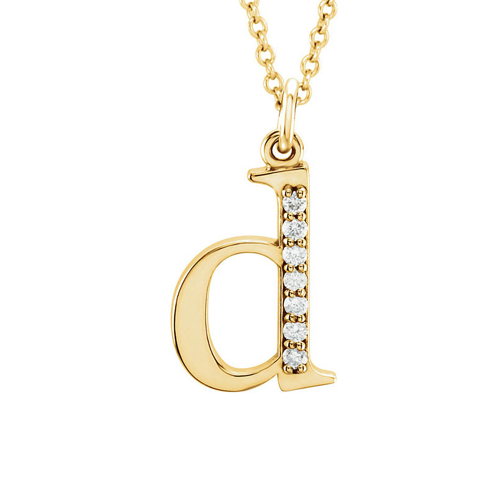 The Abbey 14k Yellow Diamond Lower Case Initial 'd' Necklace