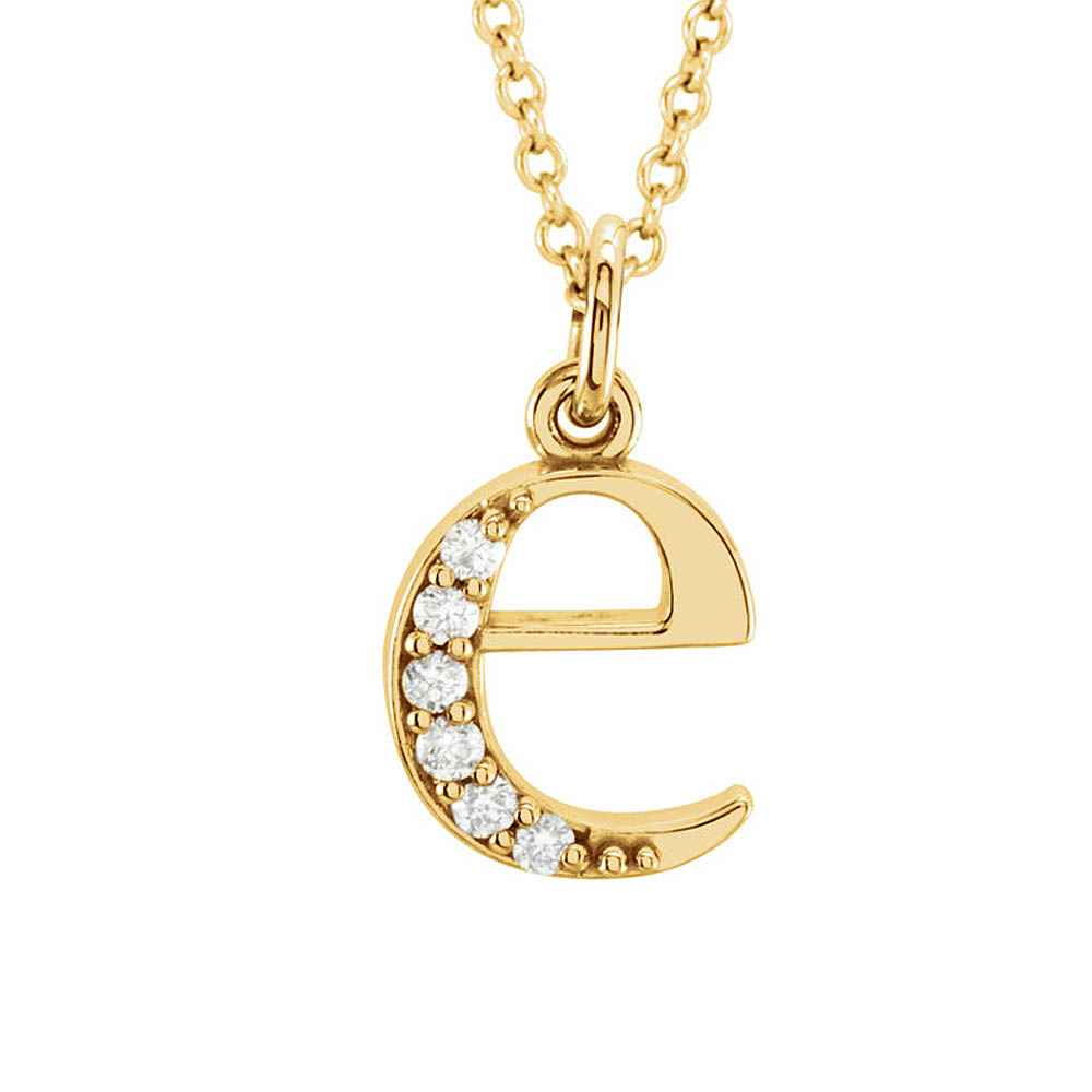 The Abbey 14k Yellow Diamond Lower Case Initial &#039;e&#039; Necklace 16 Inch