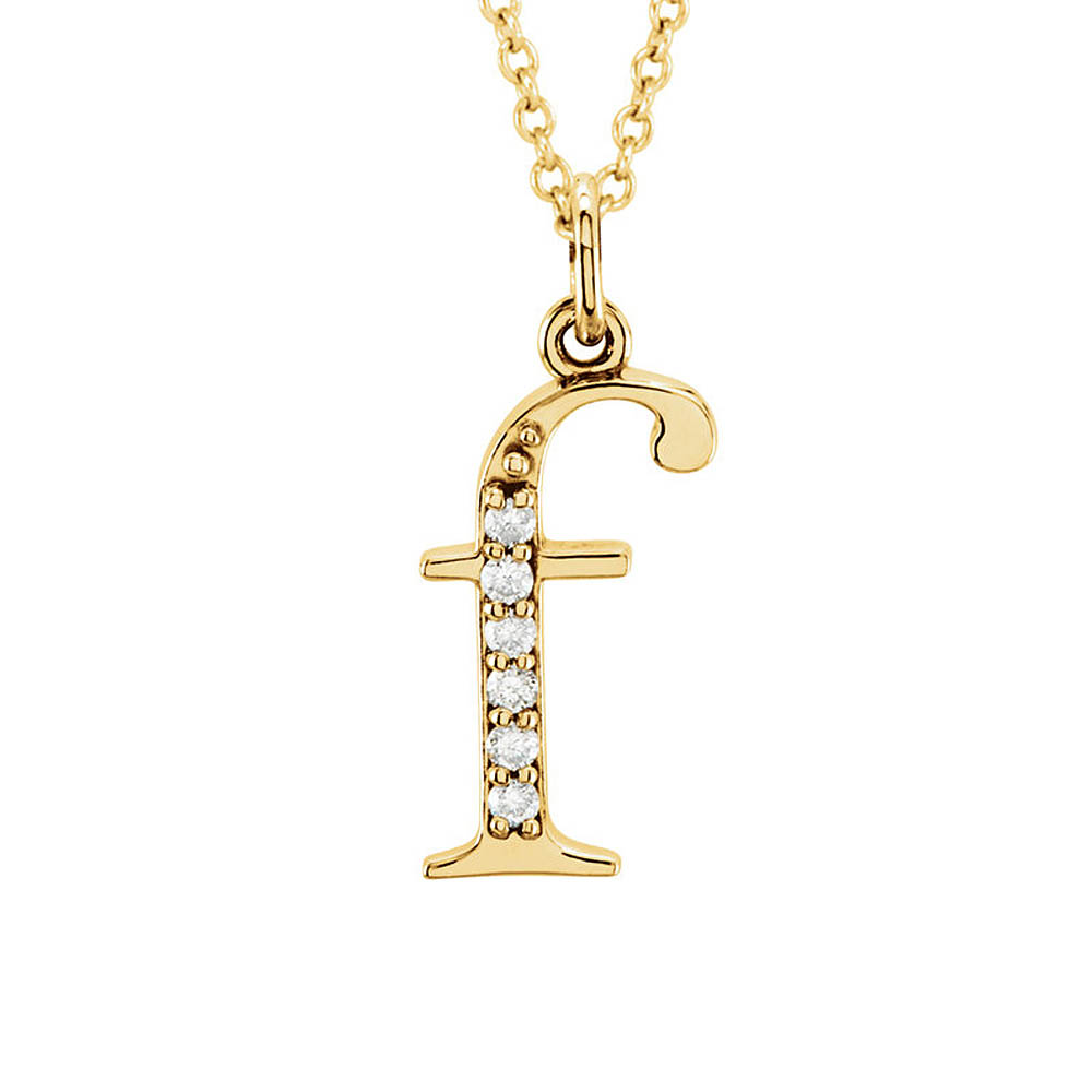 The Abbey 14k Yellow Diamond Lower Case Initial &#039;f&#039; Necklace 16 Inch