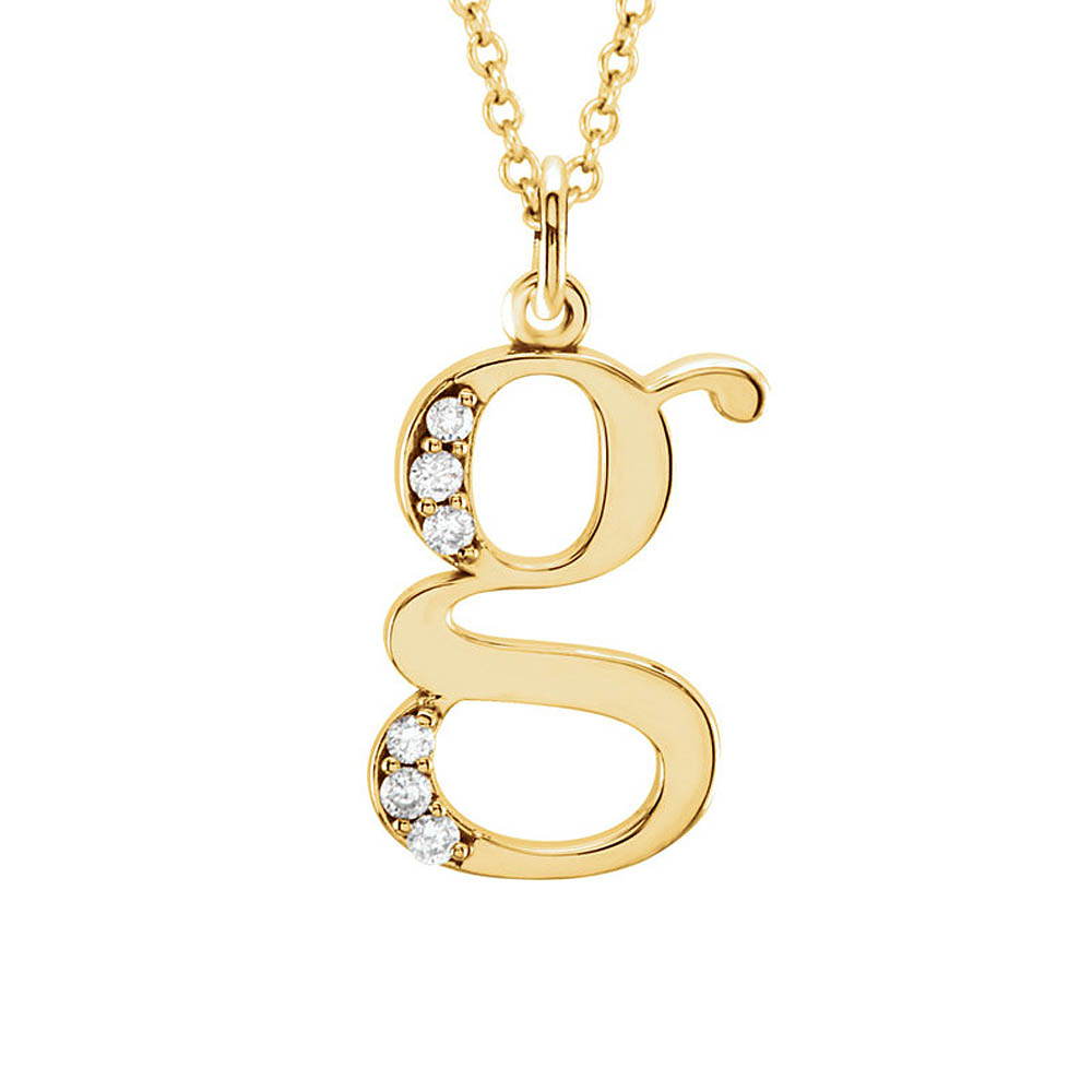 The Abbey 14k Yellow Diamond Lower Case Initial &#039;g&#039; Necklace 16 Inch