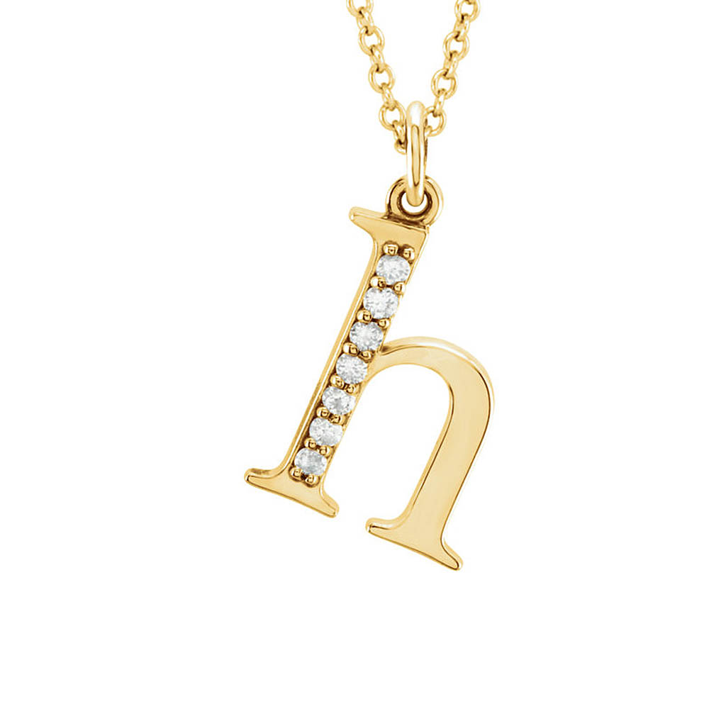 The Abbey 14k Yellow Diamond Lower Case Initial 'h' Necklace