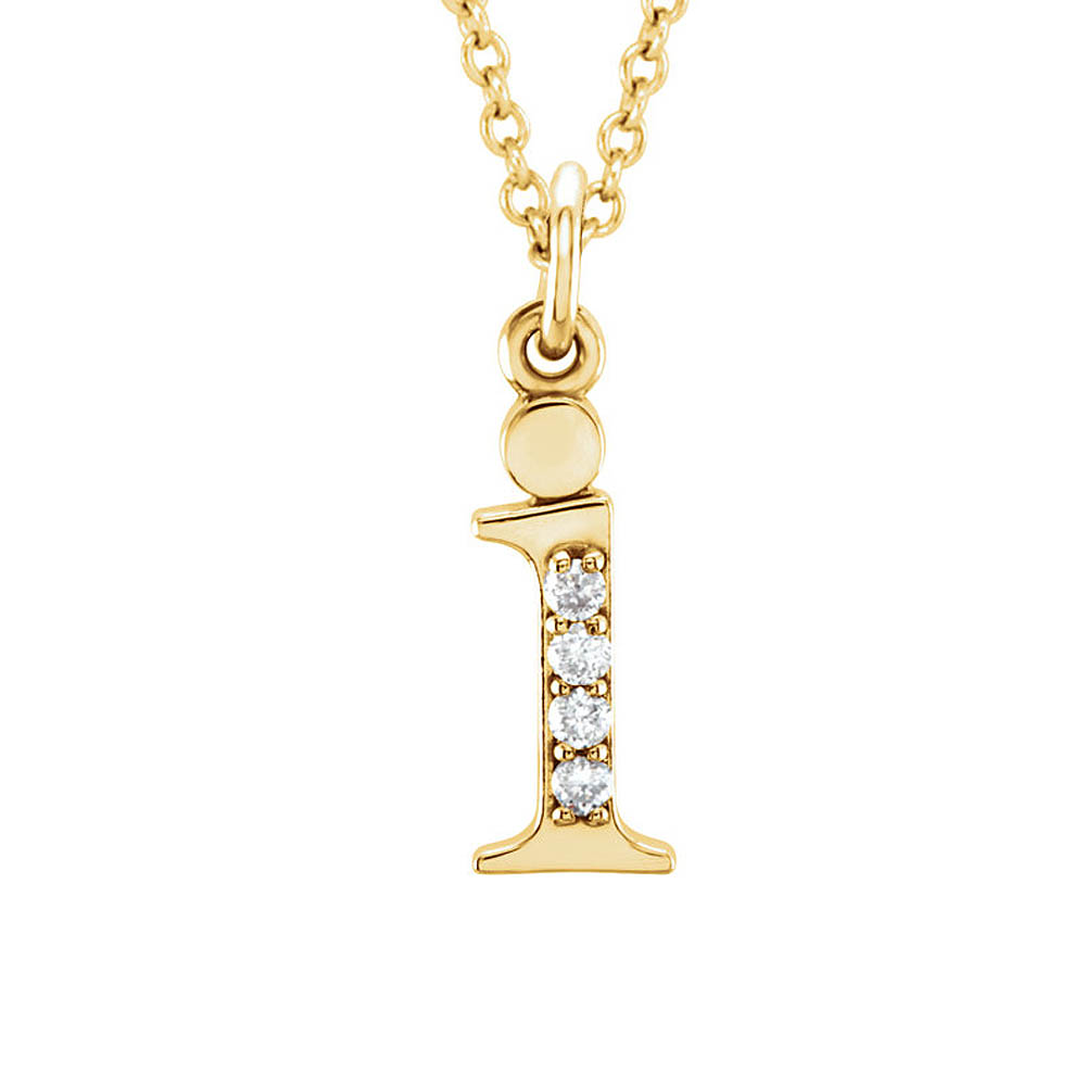 The Abbey 14k Yellow Diamond Lower Case Initial &#039;i&#039; Necklace 16 Inch