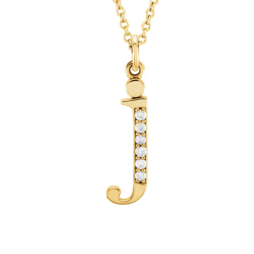 The Abbey 14k Yellow Diamond Lower Case Initial 'j' Necklace