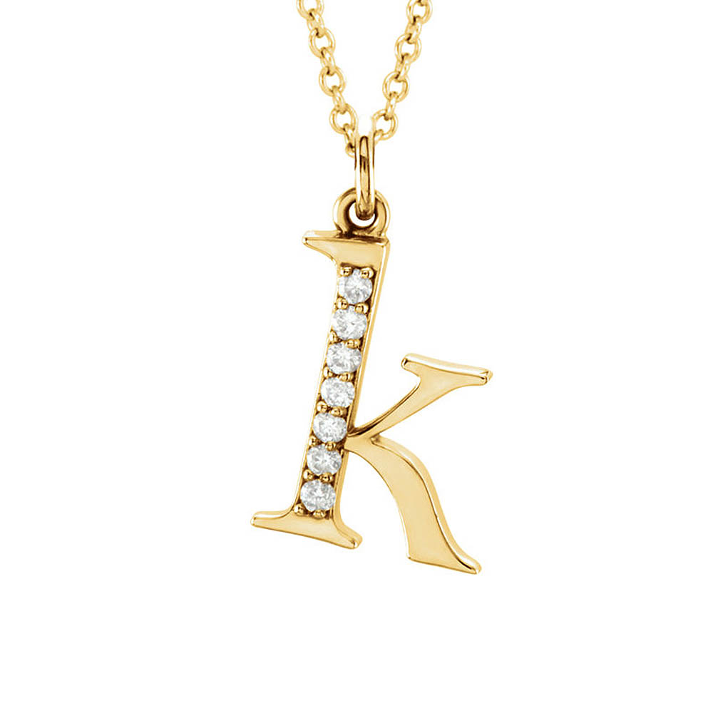 The Abbey 14k Yellow Diamond Lower Case Initial &#039;k&#039; Necklace 16 Inch