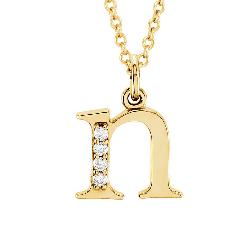 The Abbey 14k Yellow Diamond Lower Case Initial &#039;n&#039; Necklace 16 Inch