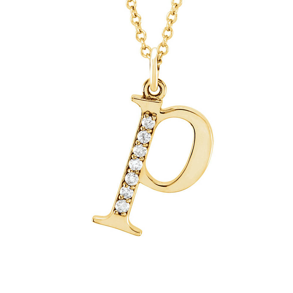 The Abbey 14k Yellow Diamond Lower Case Initial &#039;p&#039; Necklace 16 Inch