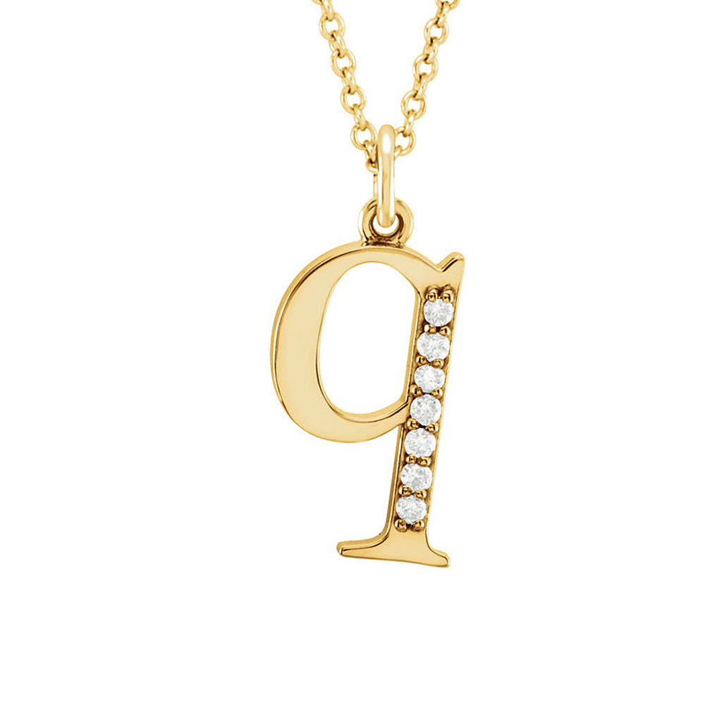 The Abbey 14k Yellow Diamond Lower Case Initial &#039;q&#039; Necklace 16 Inch