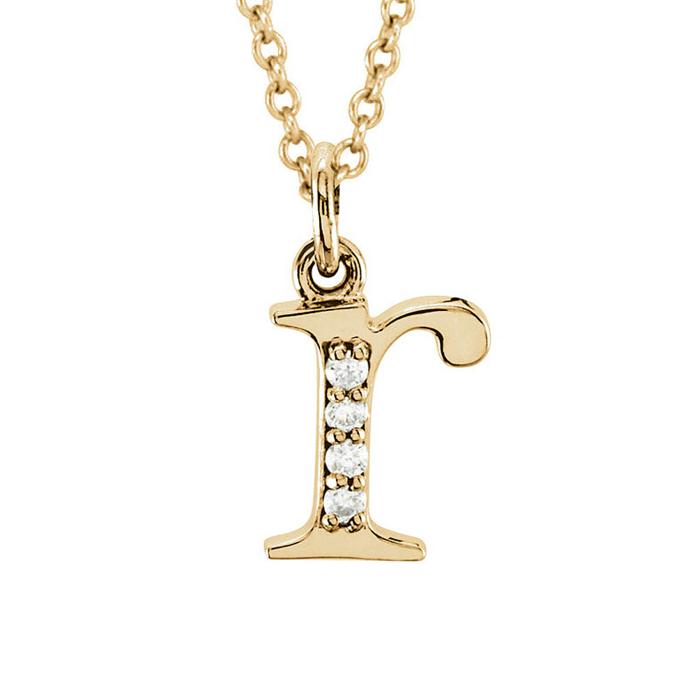 The Abbey 14k Yellow Diamond Lower Case Initial &#039;r&#039; Necklace 16 Inch