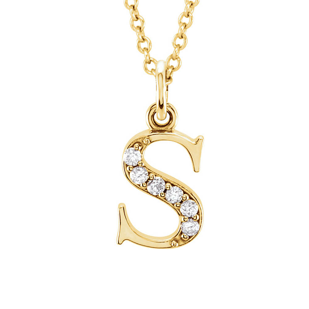 The Abbey 14k Yellow Diamond Lower Case Initial &#039;s&#039; Necklace 16 Inch