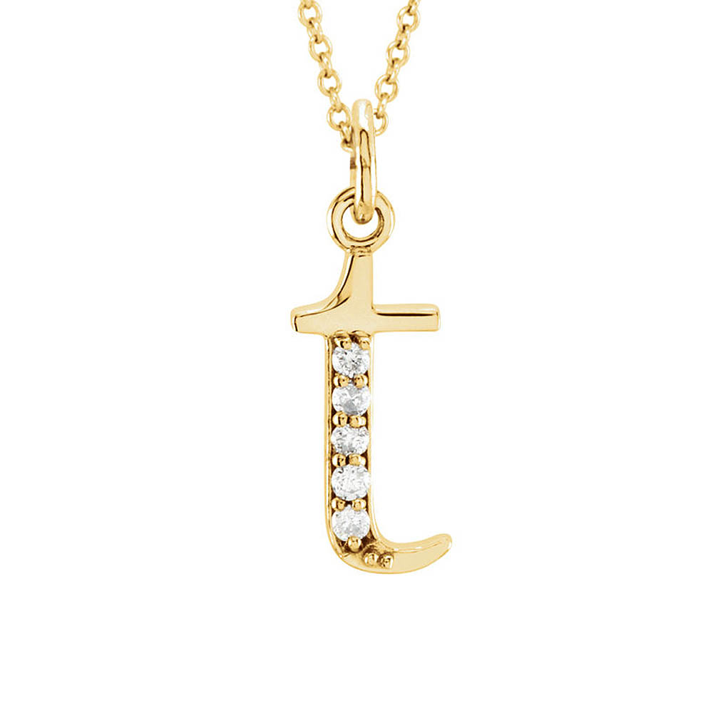 The Abbey 14k Yellow Diamond Lower Case Initial &#039;t&#039; Necklace 16 Inch