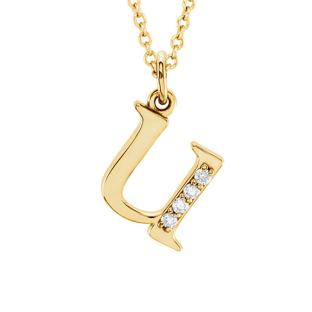 The Abbey 14k Yellow Diamond Lower Case Initial 'u' Necklace