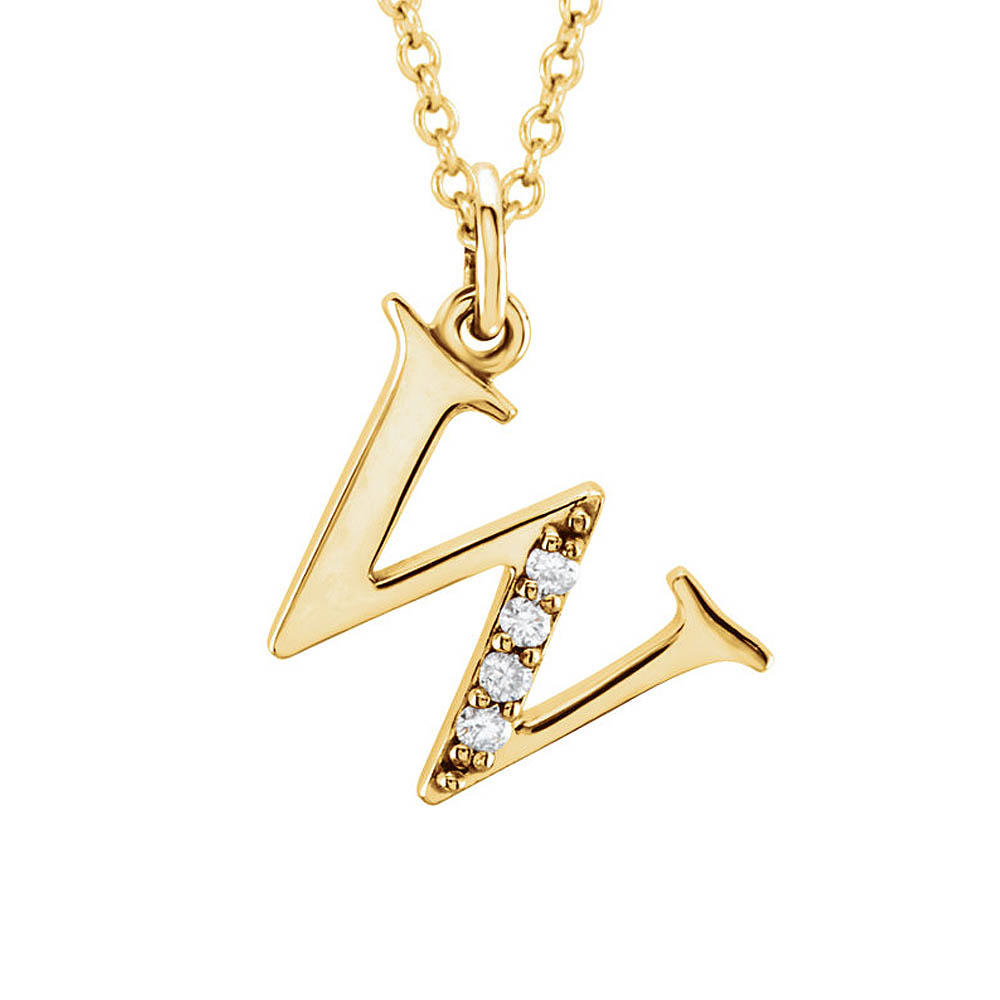 The Abbey 14k Yellow Diamond Lower Case Initial 'w' Necklace
