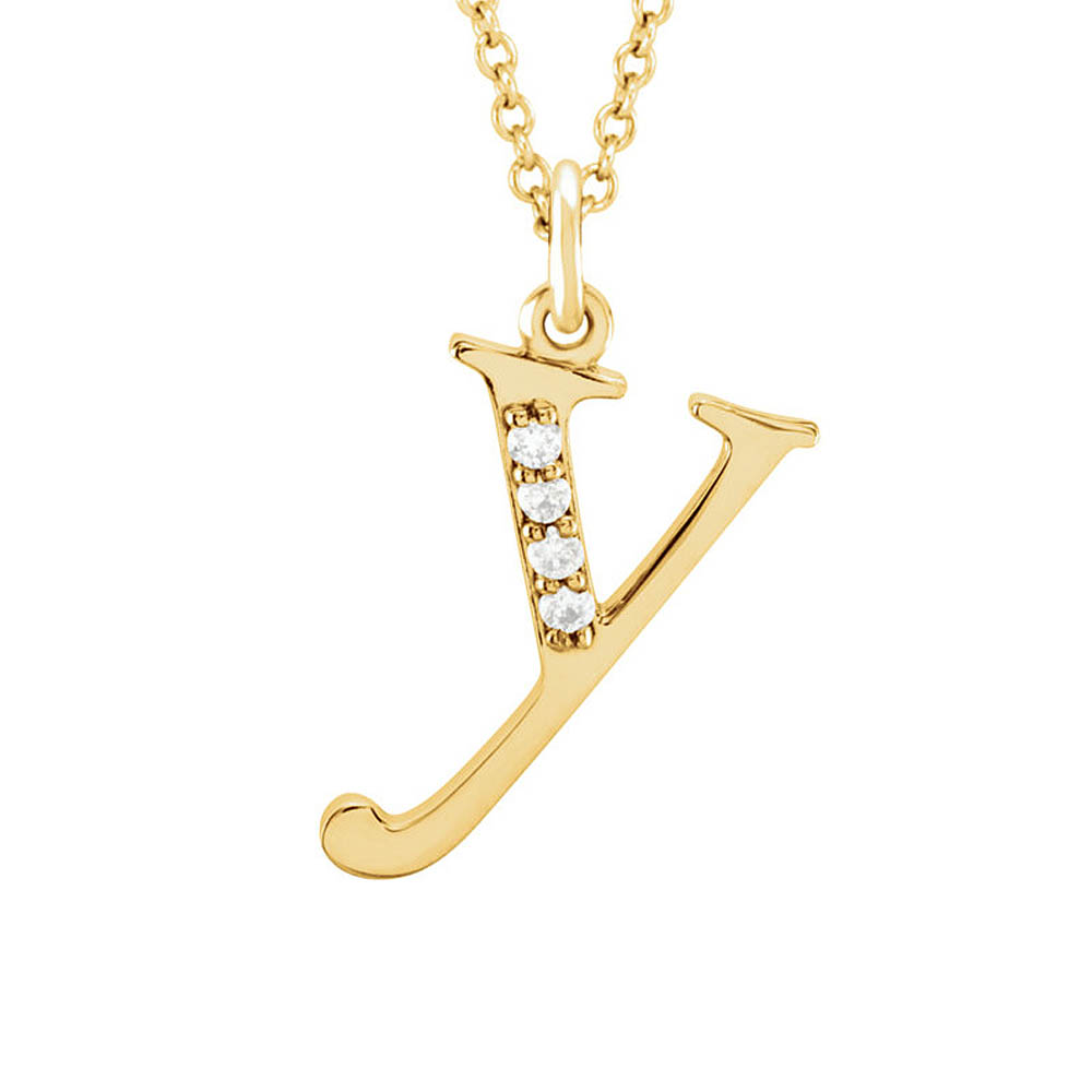 The Abbey 14k Yellow Diamond Lower Case Initial &#039;y&#039; Necklace 16 Inch