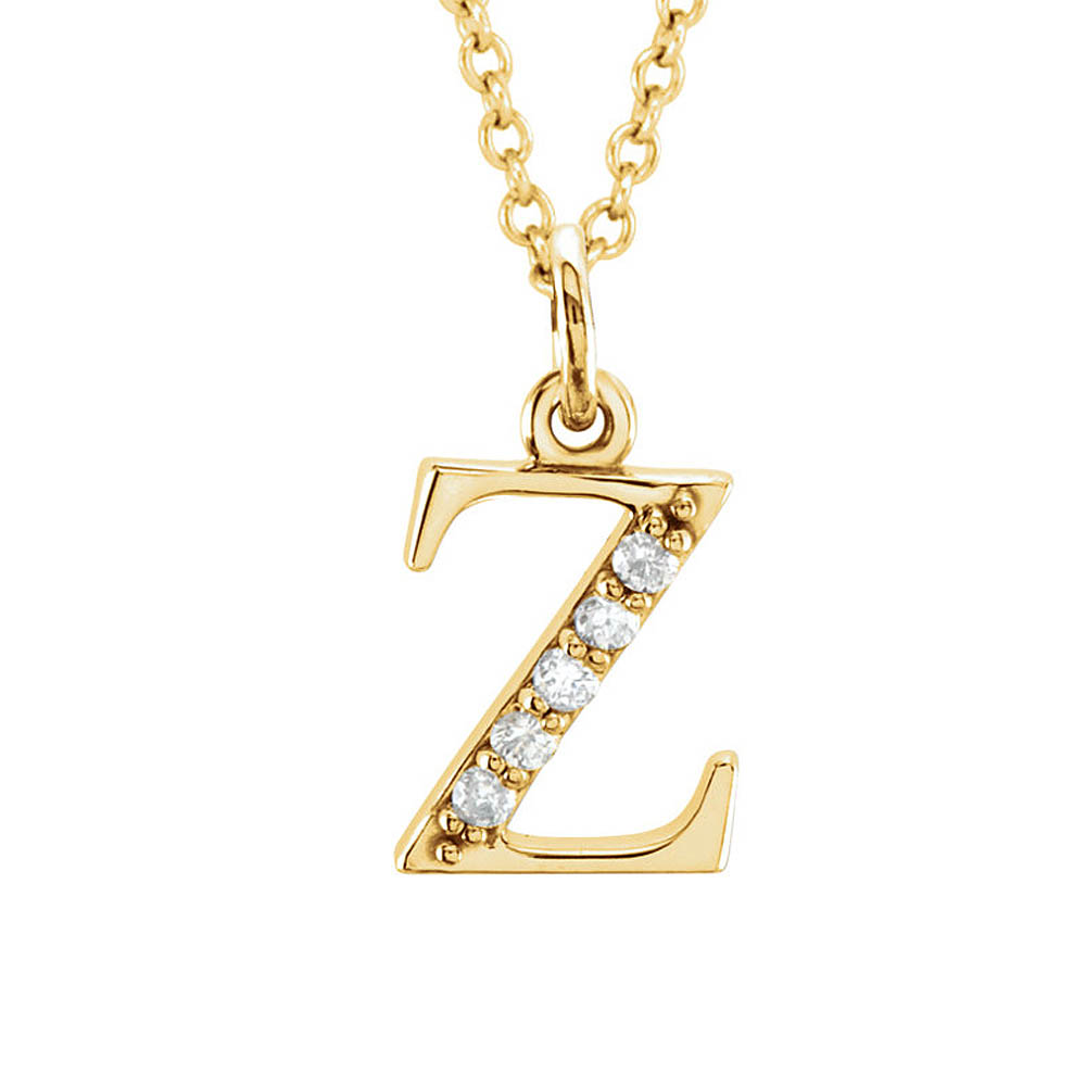 The Abbey 14k Yellow Diamond Lower Case Initial &#039;z&#039; Necklace 16 Inch