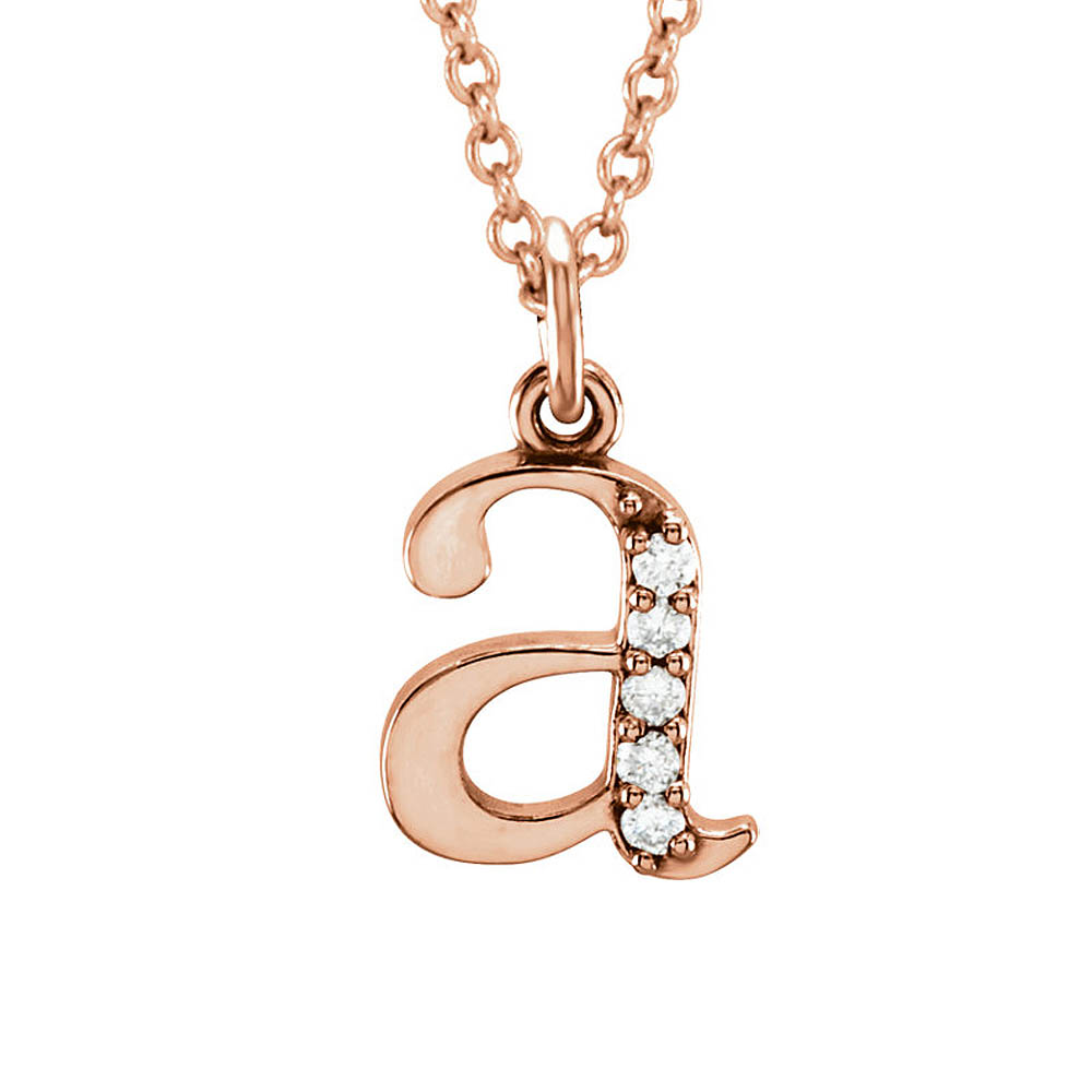 The Abbey 14k Rose Gold Diamond Lower Case Initial &#039;a&#039; Necklace 16 In