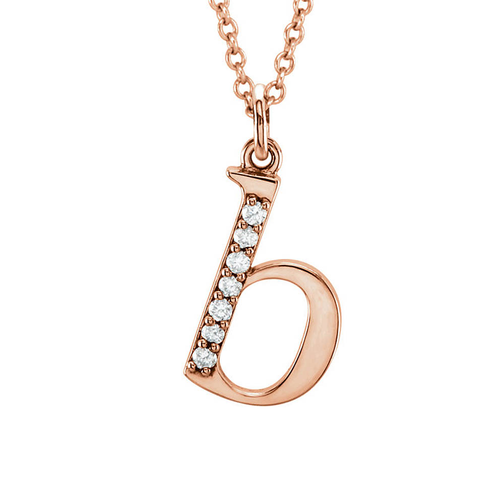 The Abbey 14k Rose Gold Diamond Lower Case Initial &#039;b&#039; Necklace 16 In