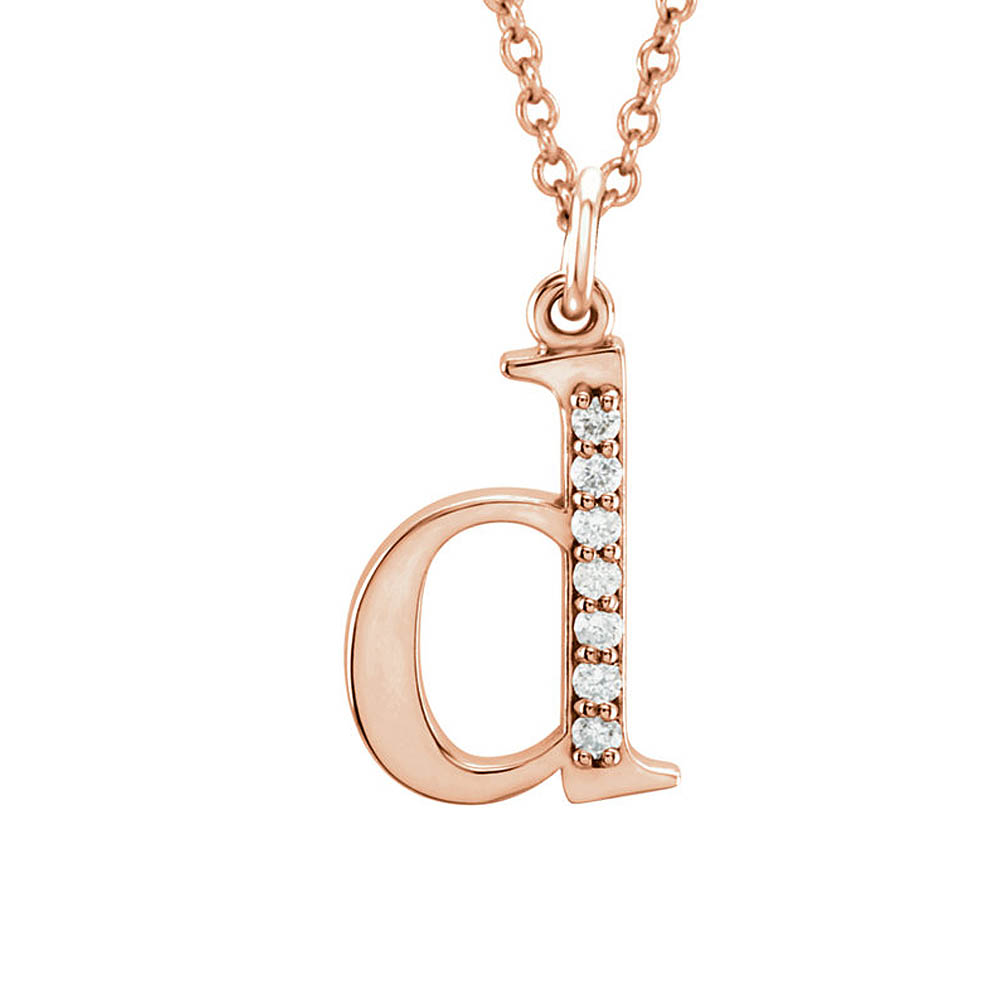 The Abbey 14k Rose Gold Diamond Lower Case Initial &#039;d&#039; Necklace 16 In