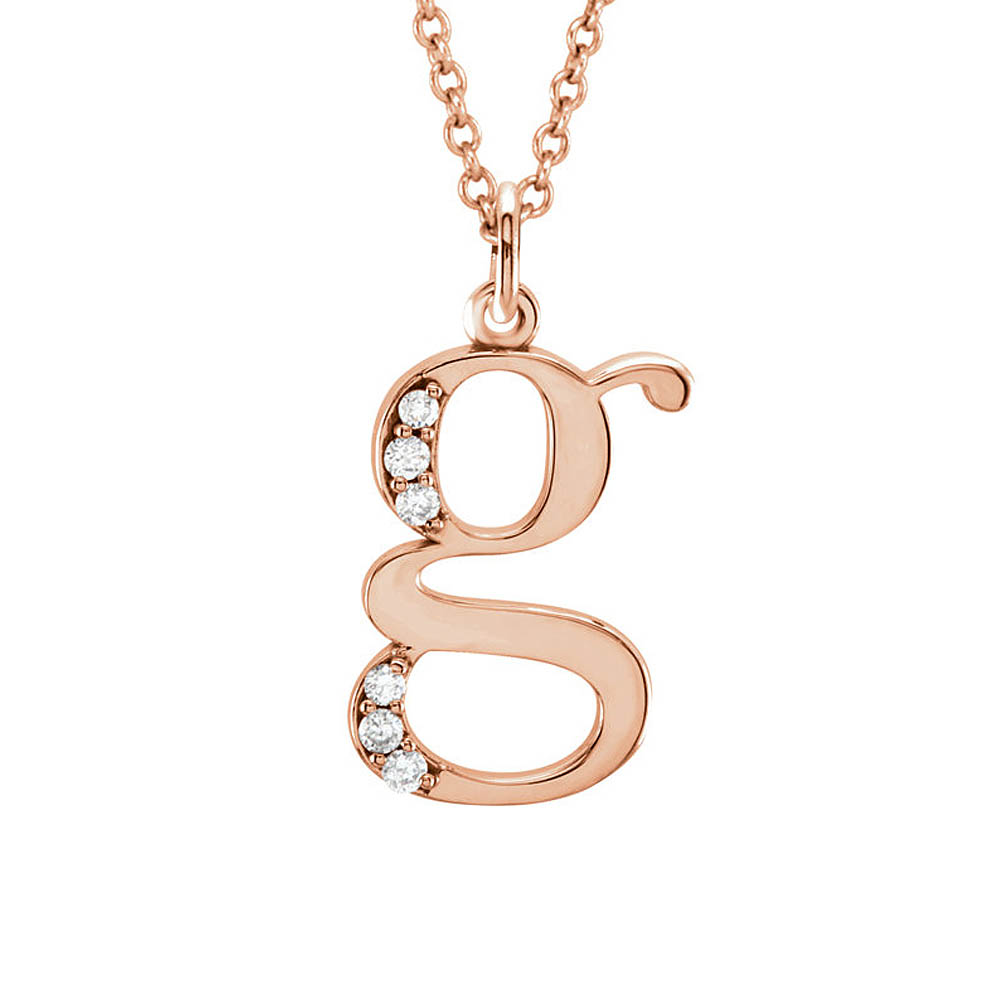 The Abbey 14k Rose Gold Diamond Lower Case Initial &#039;g&#039; Necklace 16 In