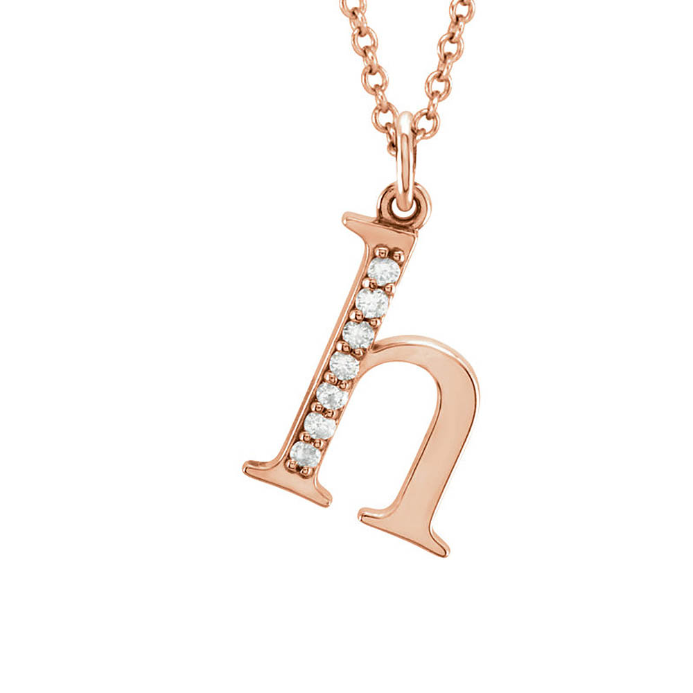 The Abbey 14k Rose Gold Diamond Lower Case Initial &#039;h&#039; Necklace 16 In