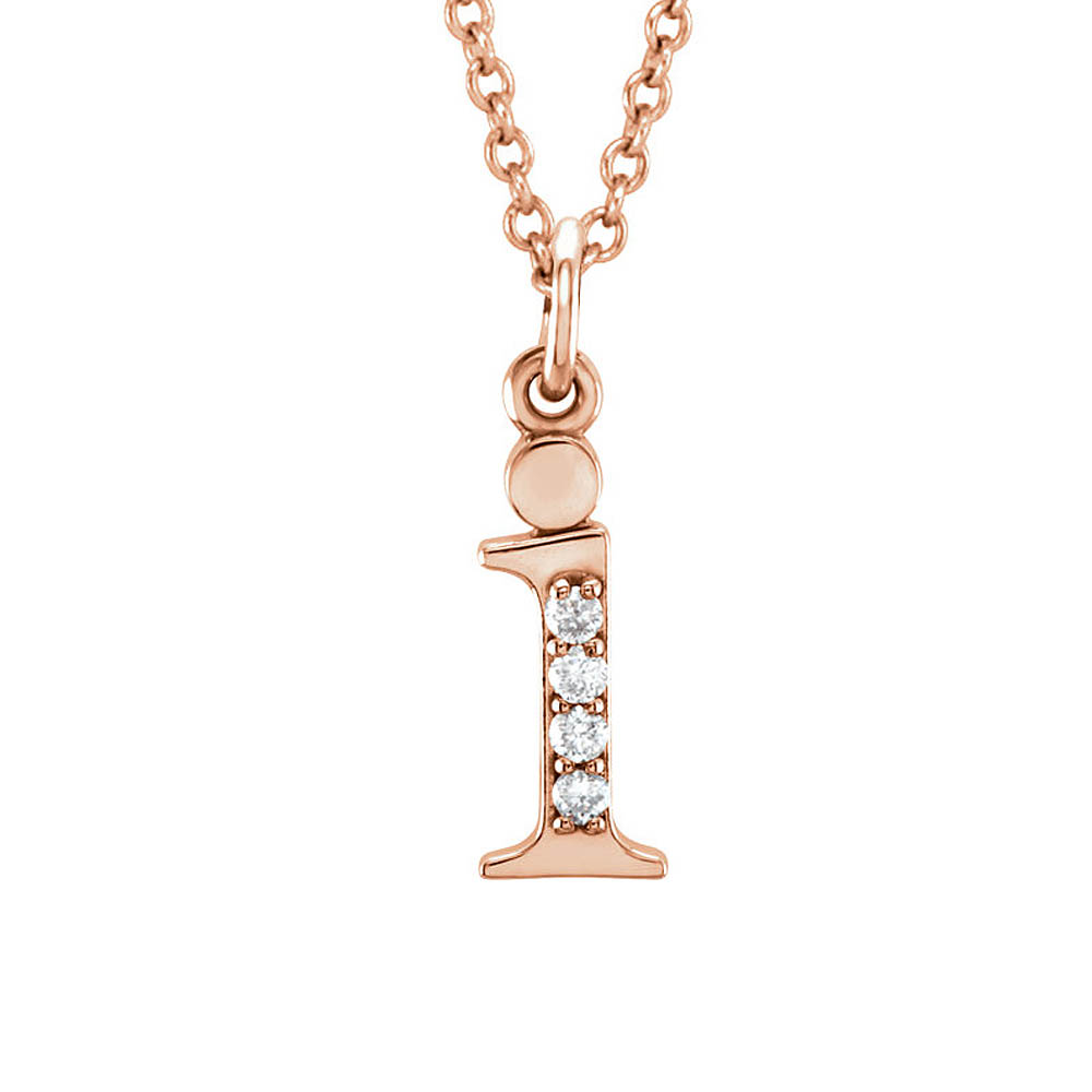 The Abbey 14k Rose Gold Diamond Lower Case Initial &#039;i&#039; Necklace 16 In