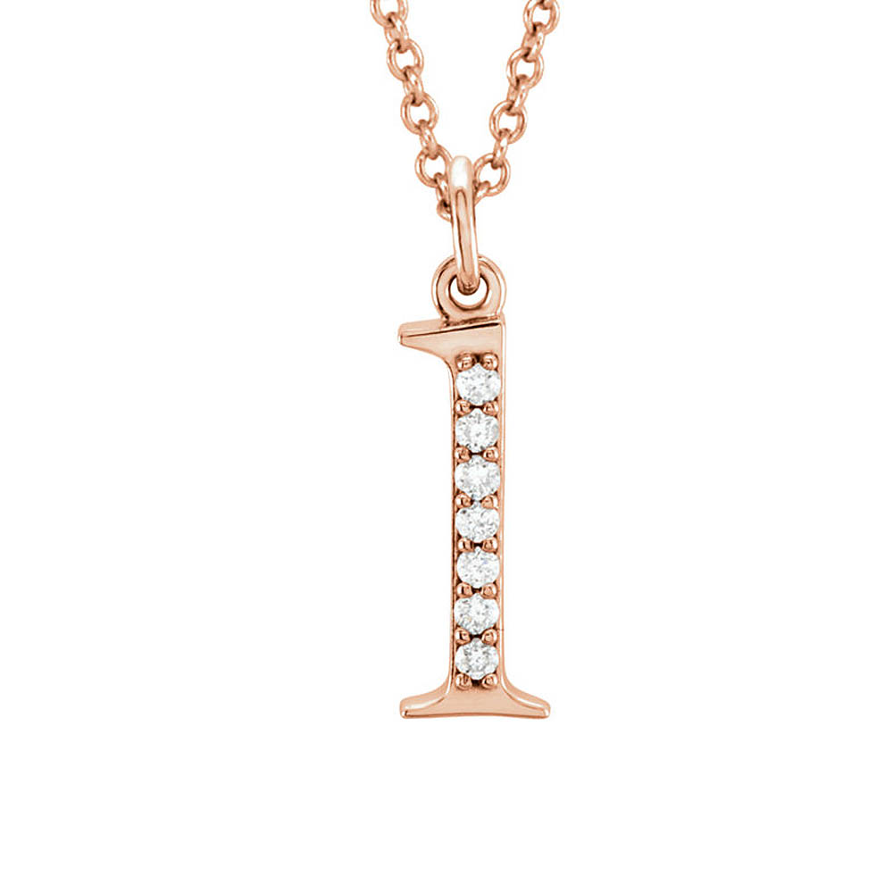 The Abbey 14k Rose Gold Diamond Lower Case Initial &#039;l&#039; Necklace 16 In