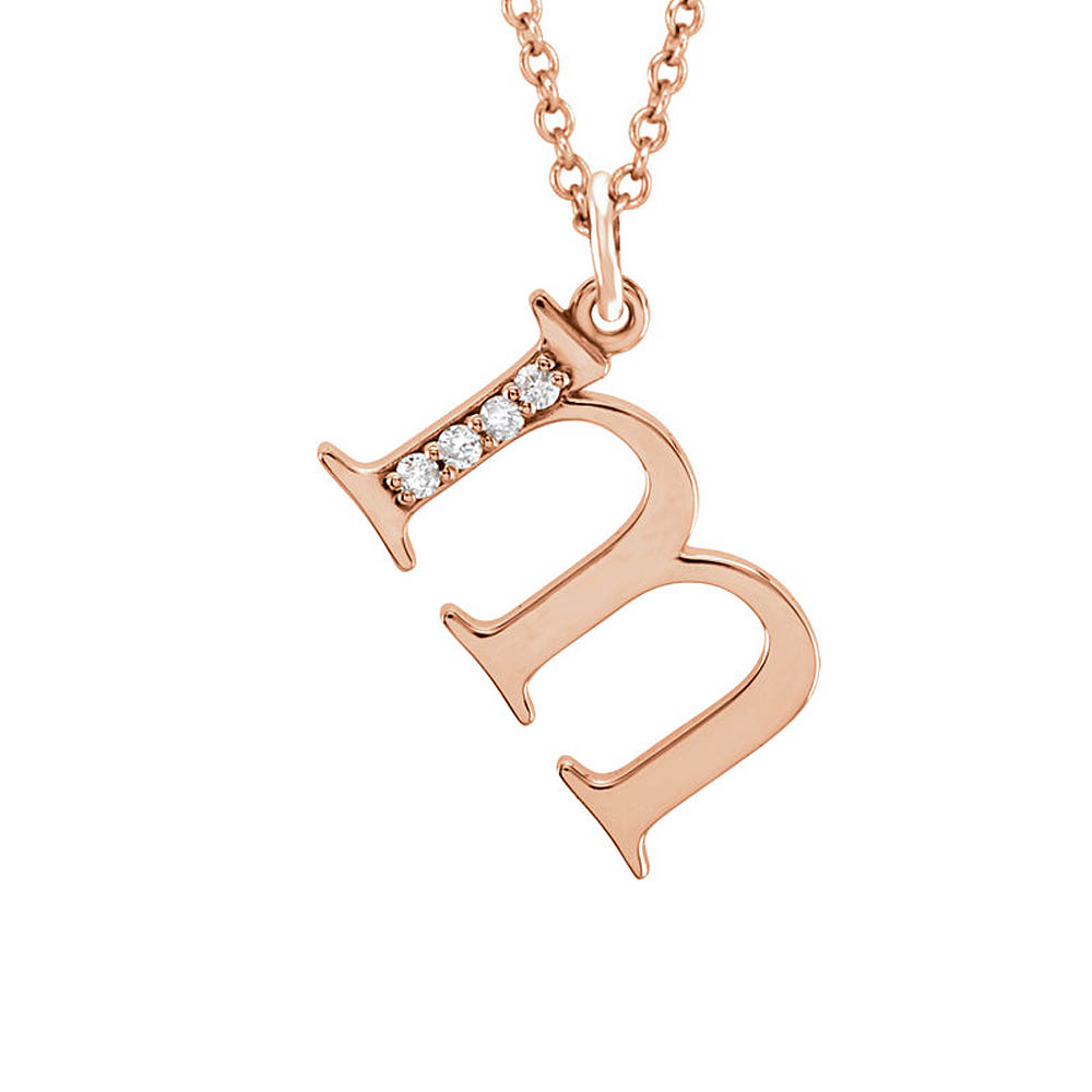 The Abbey 14k Rose Gold Diamond Lower Case Initial &#039;m&#039; Necklace 16 In