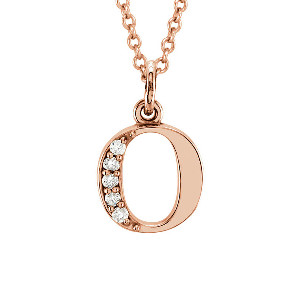 The Abbey 14k Rose Gold Diamond Lower Case Initial &#039;o&#039; Necklace 16 In