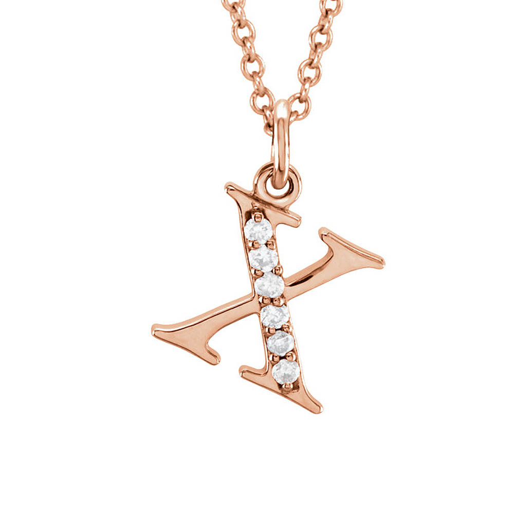 The Abbey 14k Rose Gold Diamond Lower Case Initial 'x' Necklace 16 In