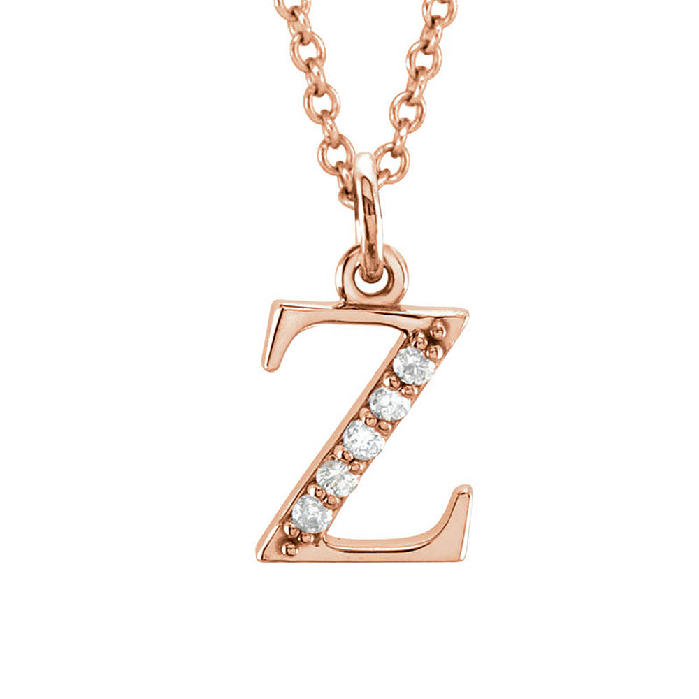 The Abbey 14k Rose Gold Diamond Lower Case Initial &#039;z&#039; Necklace 16 In