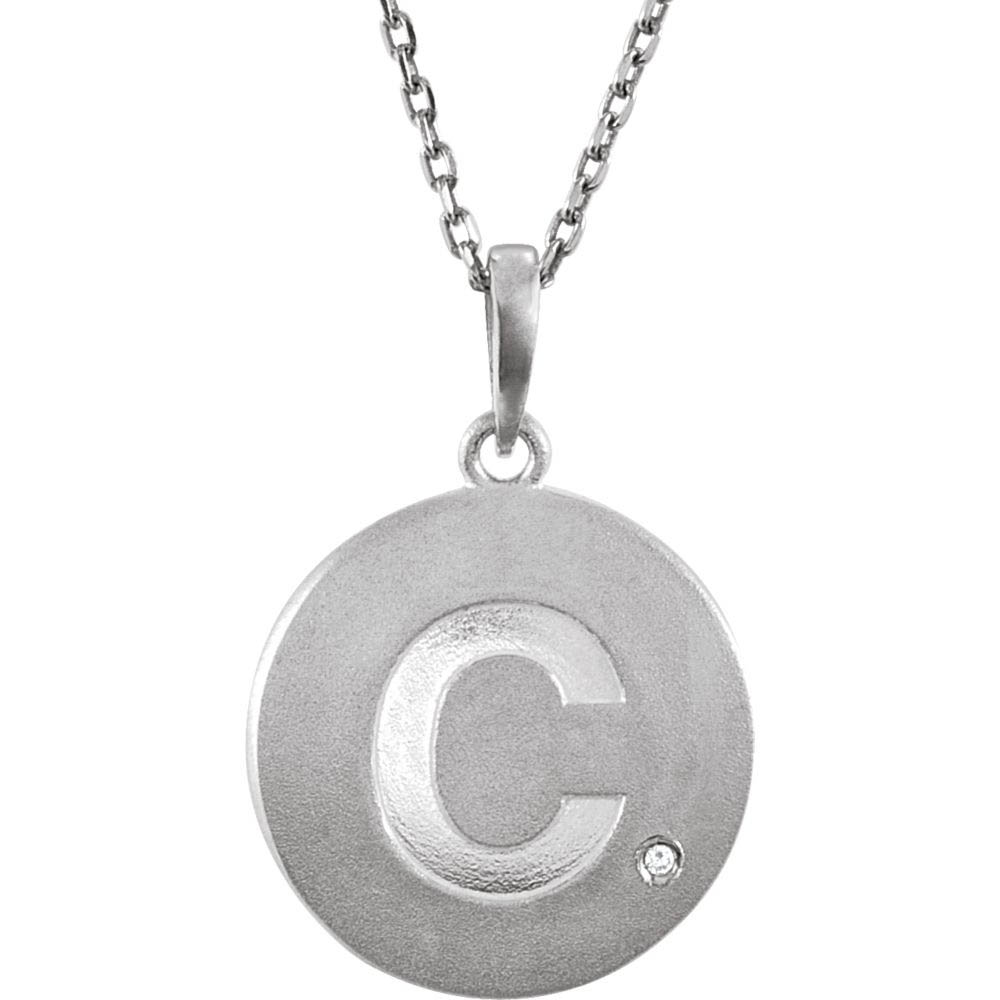 The Emma Sterling Silver Diamond Block Initial C Disc Necklace, 18 In.