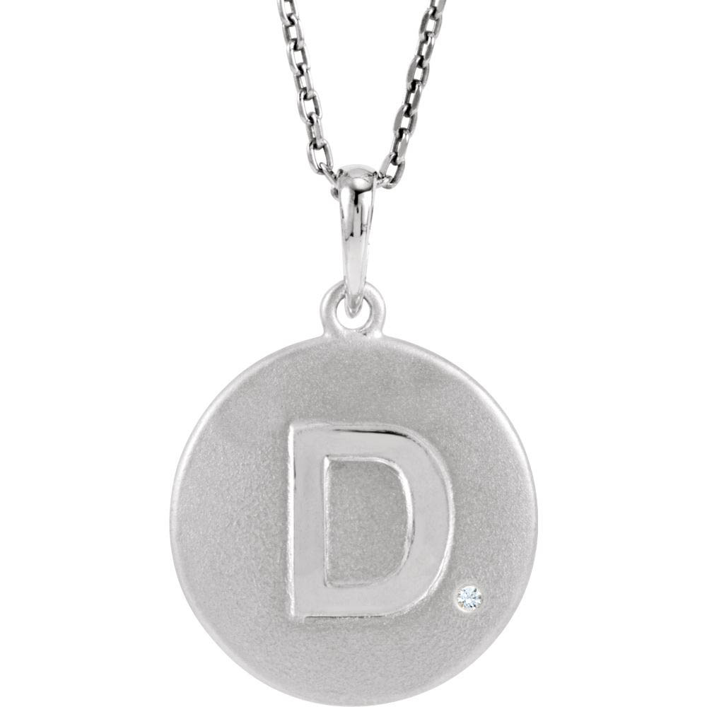 The Emma Sterling Silver Diamond Block Initial D Disc Necklace, 18 In.