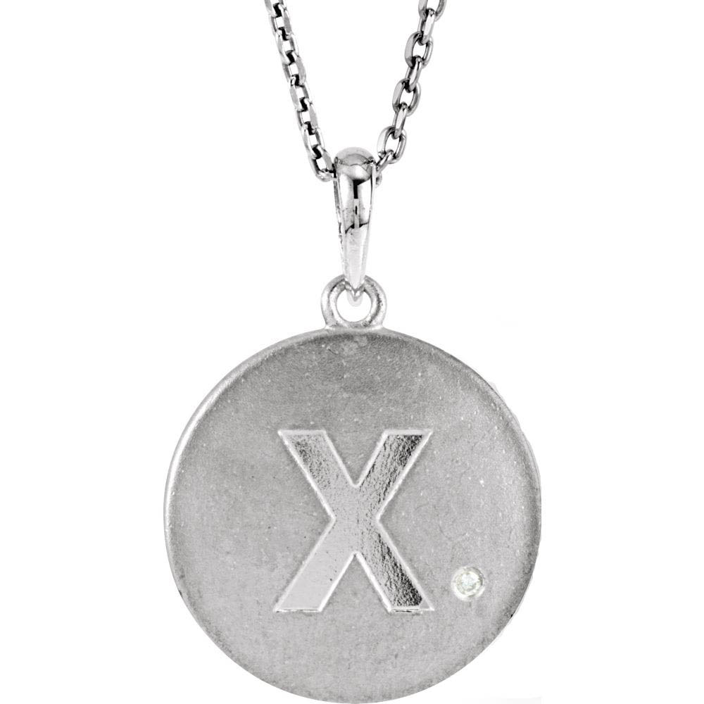 The Emma Sterling Silver Diamond Block Initial X Disc Necklace, 18 In.