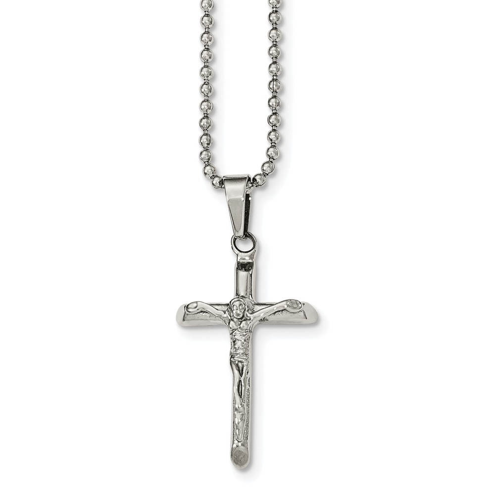 Crucifix Cross Necklace in Stainless Steel, 20 Inch