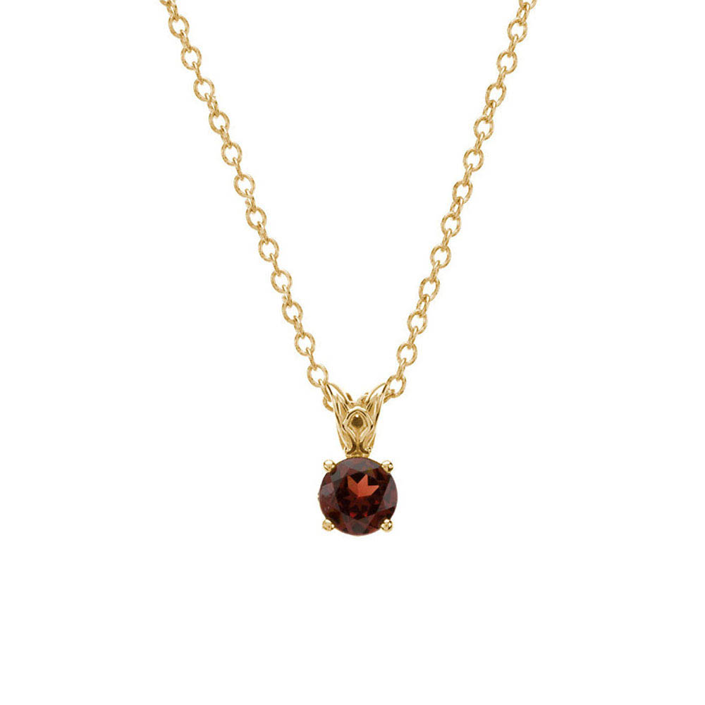 6mm Round Mozambique Garnet Necklace in 14k Yellow Gold